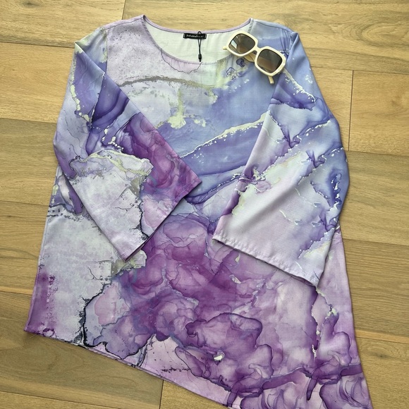 Just Fashion Now Purple Bamboo Asymmetrical Tunic, XL - Picture 6 of 9